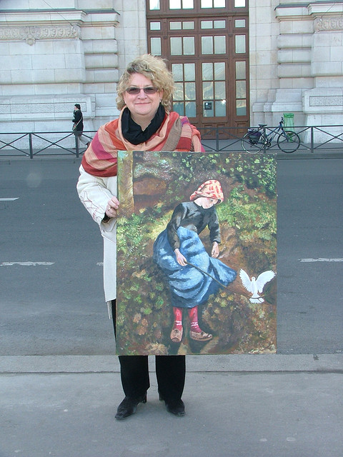 Chantal Gerardin au Muse d'Orsay avec son tableau Camille Pissarro